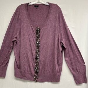 Cozy soft Heather Ed plum TALBOTS sweater with Embellishments . Evening or day